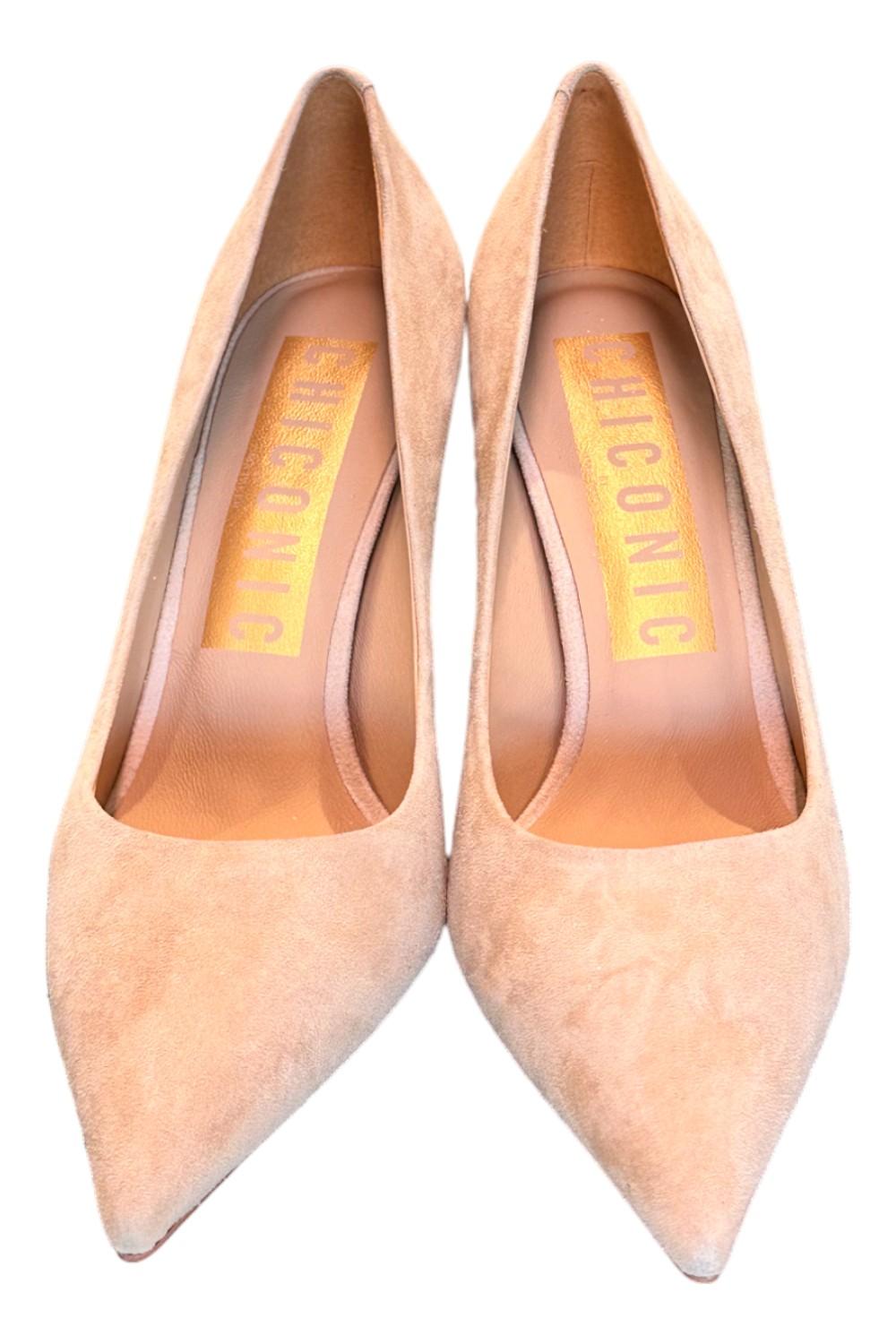 Decolté suede beige tacco 90 Chiconic 