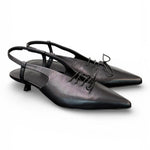 Slingback pelle nera con lacci  JVAM<BR/> 