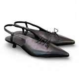 Slingback pelle nera con lacci  JVAM<BR/> 