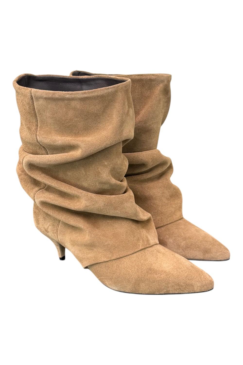 Stivaletto pieghe The icona suede taupe 