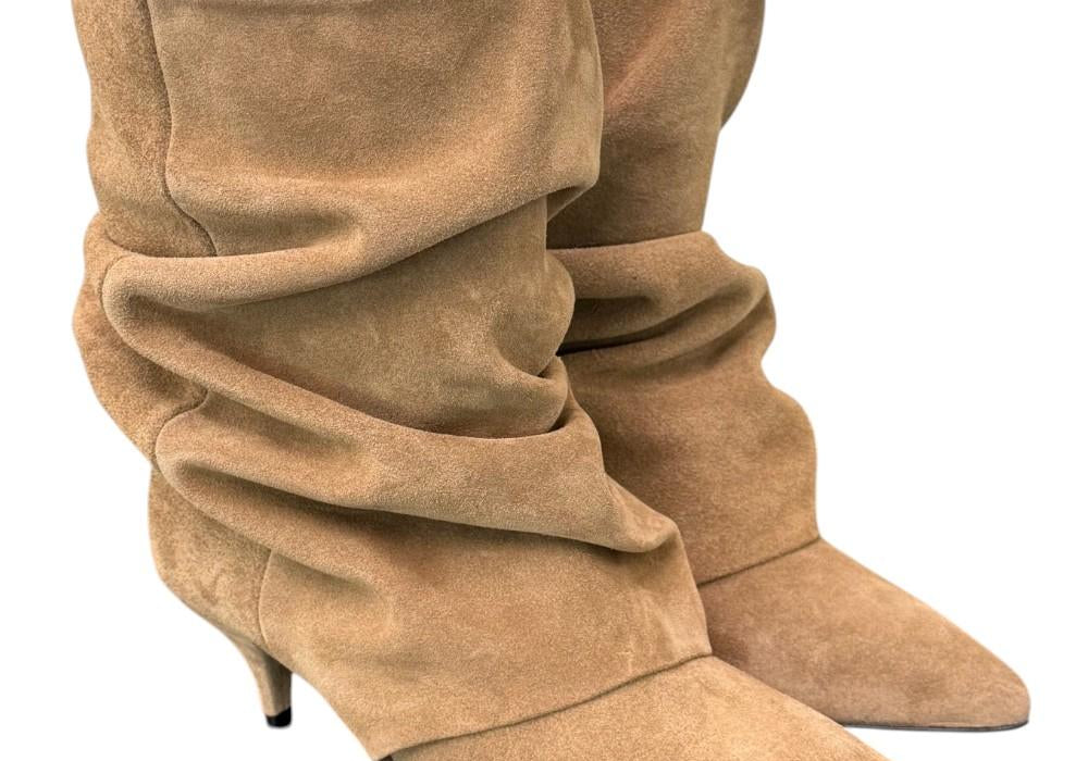 Stivaletto pieghe The icona suede taupe 