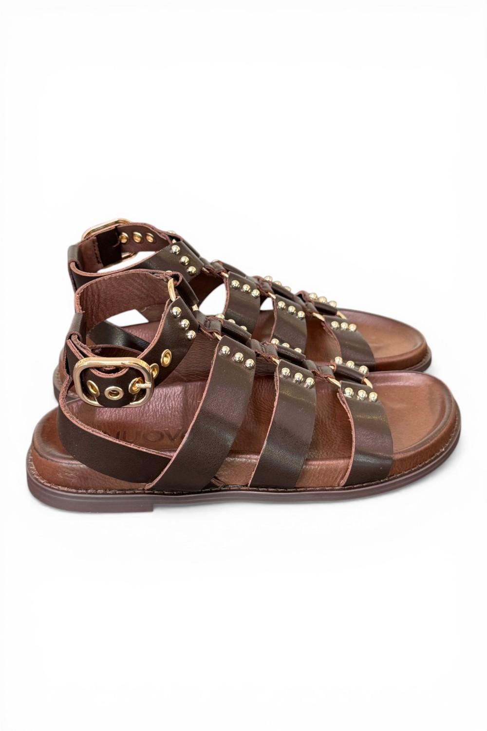 Sandalo gladiatore pelle testa di moro  Inuovo<BR/> 