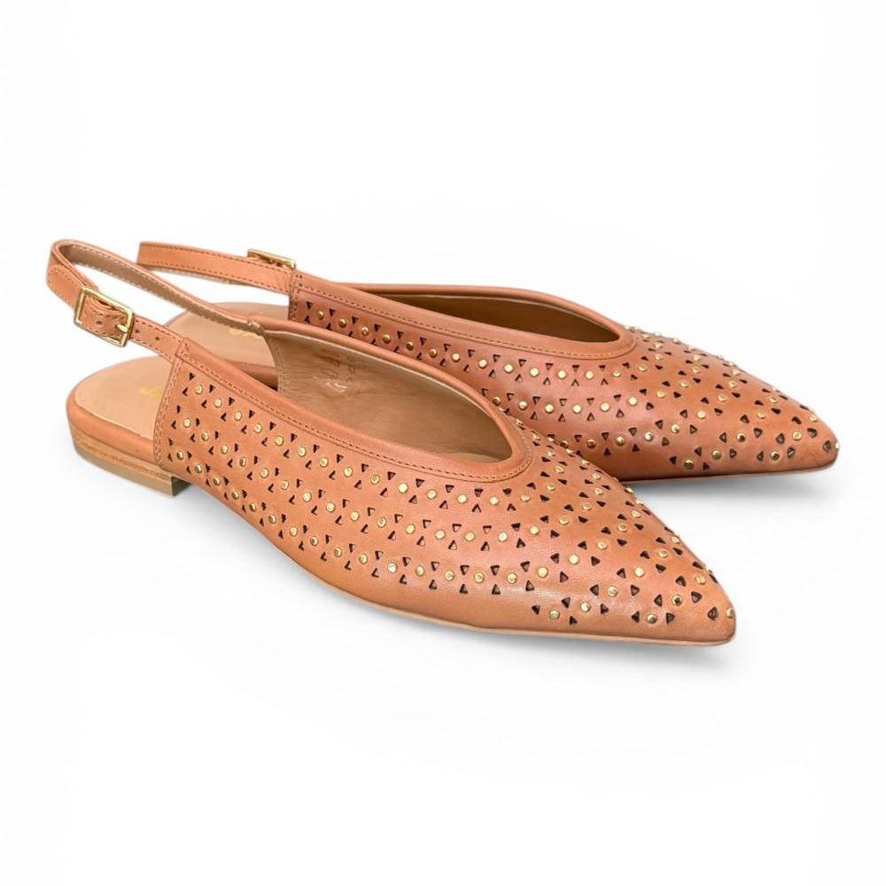 Slingback microborchie cuoio Janet<BR/> <BR/> 
