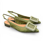 Slingback rafia intrecciata verde Bibi Lou 