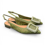 Slingback rafia intrecciata verde Bibi Lou 