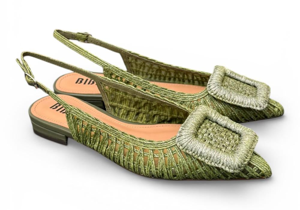 Slingback rafia intrecciata verde Bibi Lou 
