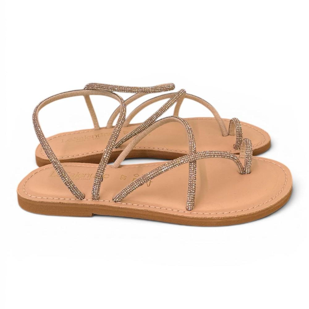 Sandalo infradito strass oro scuro Le Salentine 
