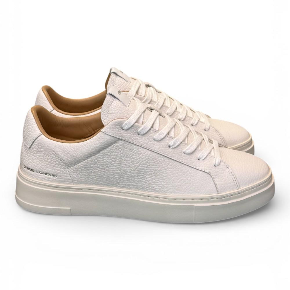 Sneaker pelle martellata bianca XL Crime London 
