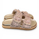 Ciabatta fasce pelle intrecciata oro/rosa  Coral Bluw 