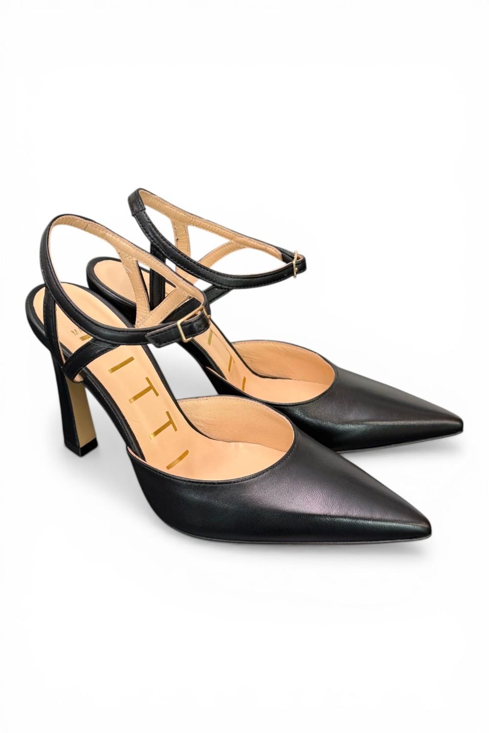 Slingback cintino pelle nera Matteo Pitti 