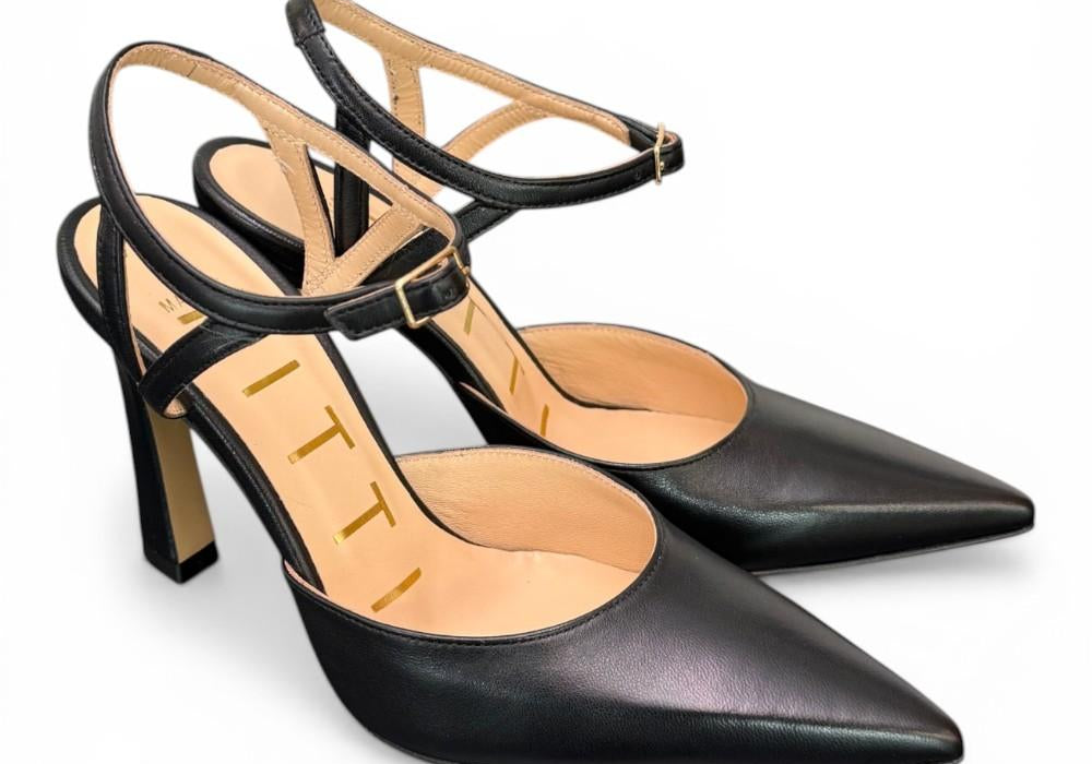 Slingback cintino pelle nera Matteo Pitti 