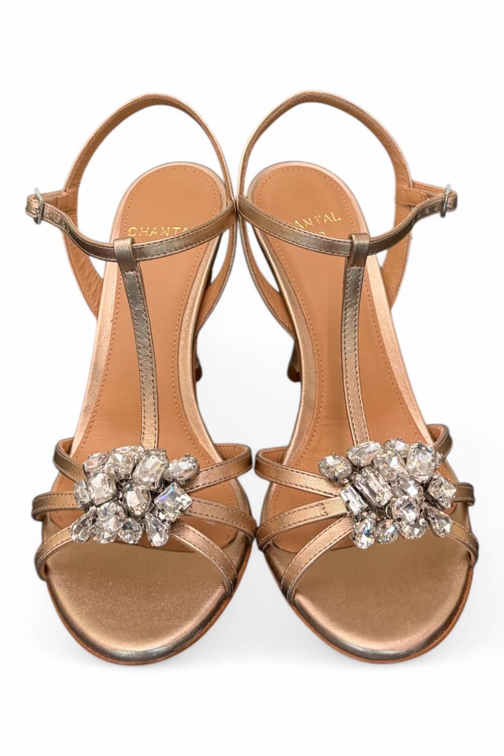 Sandalo gioiello bronzo rosato tacco 90 Chantal<BR/> <BR/> 