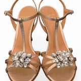 Sandalo gioiello bronzo rosato tacco 90 Chantal<BR/> <BR/> 