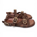 Sandalo con fasce e fibbie in suede testa di moro Inuovo<BR/> 