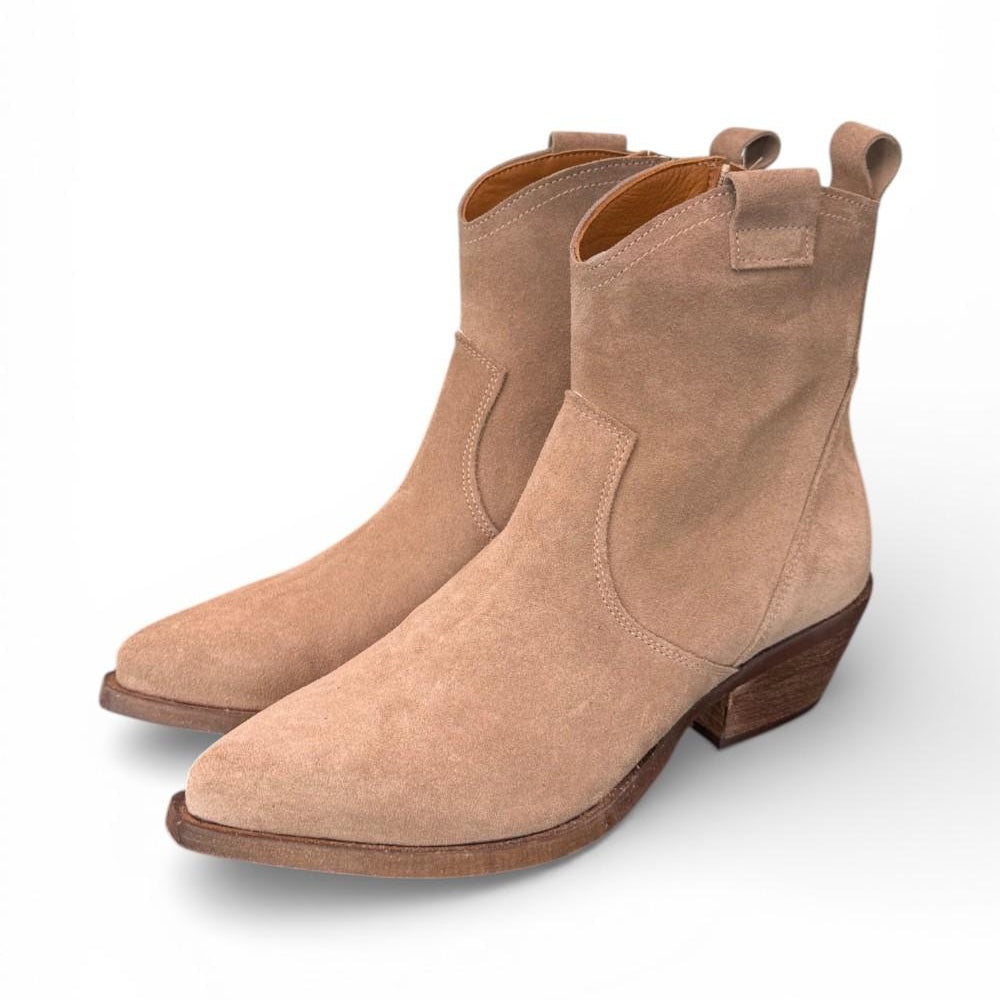 Stivaletto texano corto suede beige Ranye<BR/> 