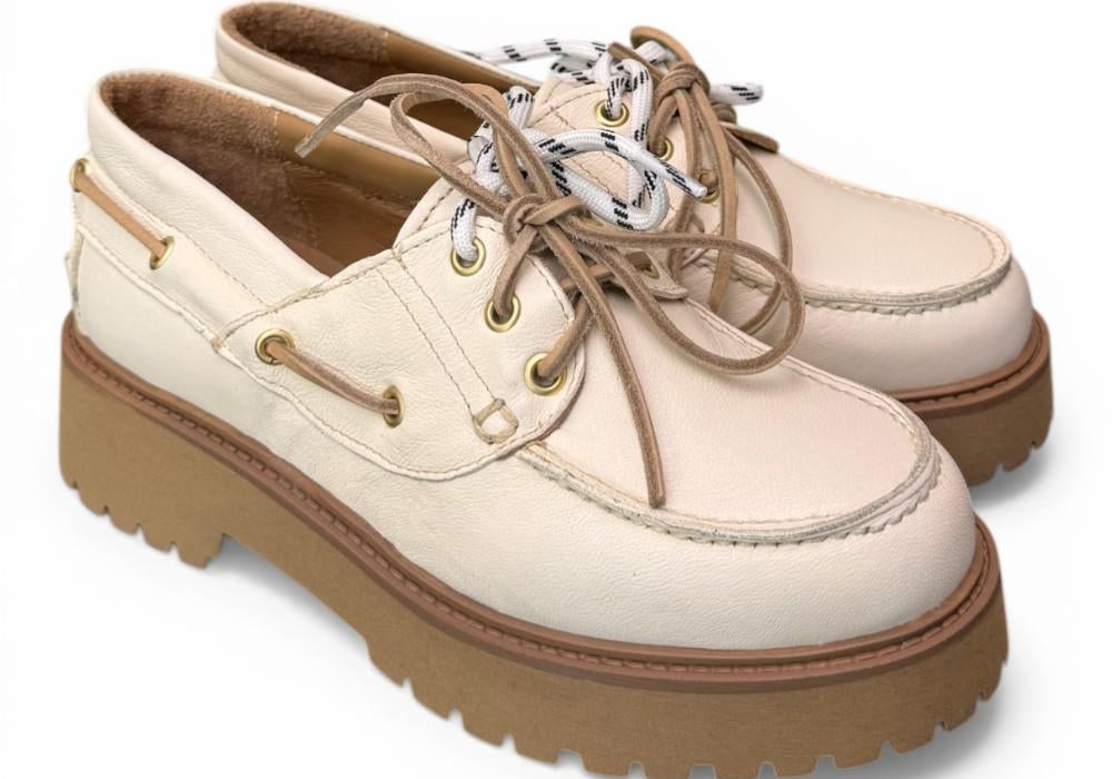 Scarpa barca XL pelle bianca Antica Bottega<BR/> 