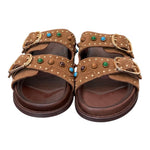 Ciabatta perline suede sigaro Inuovo<BR/> 