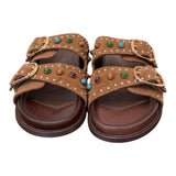 Ciabatta perline suede sigaro Inuovo<BR/> 