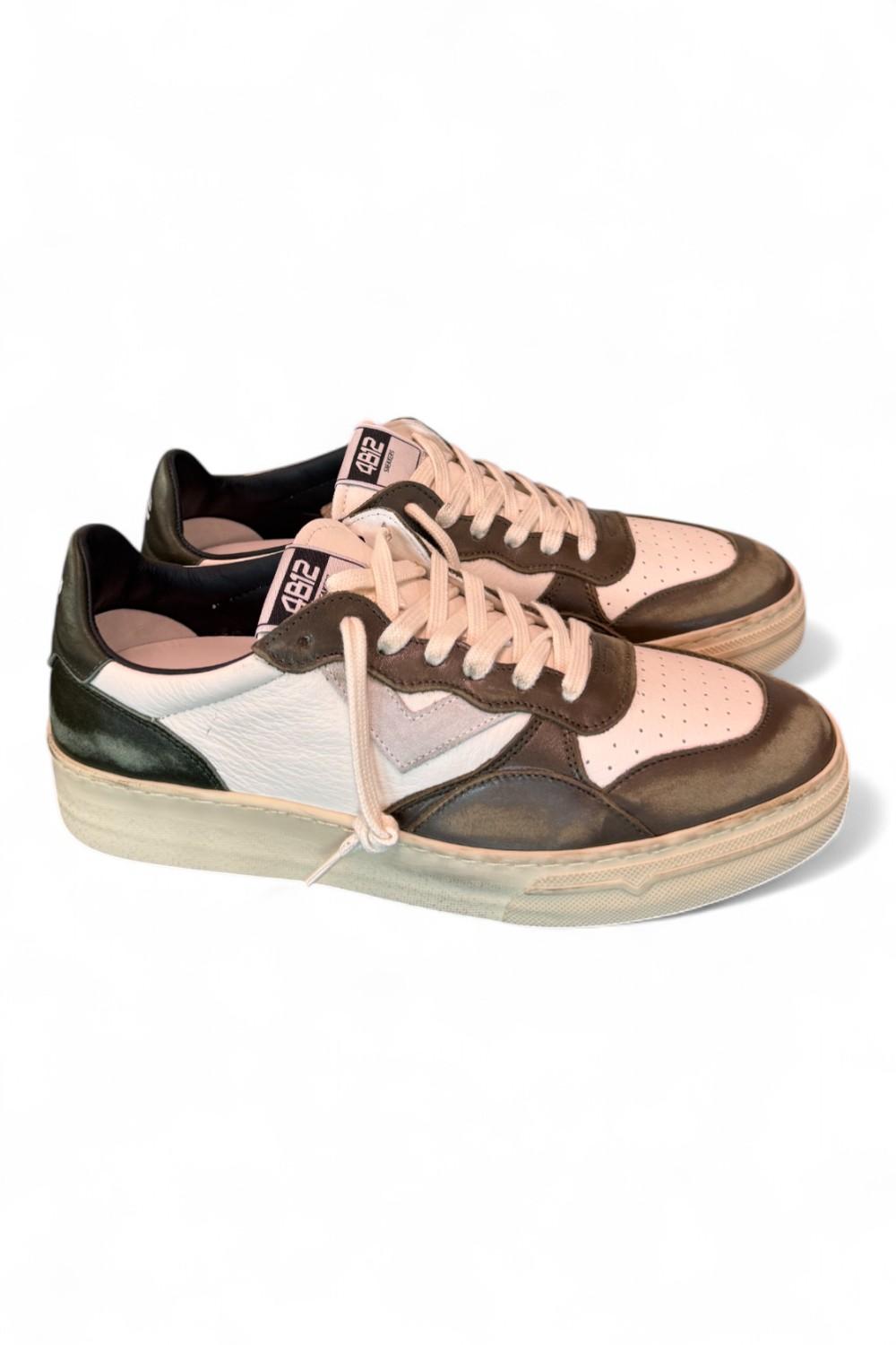 Sneaker uomo Hyper pelle bianca oliva 