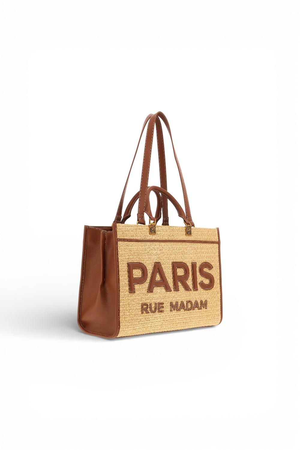 Shopping Iconique Tote Straw beige brown rafia Rue Madam 
