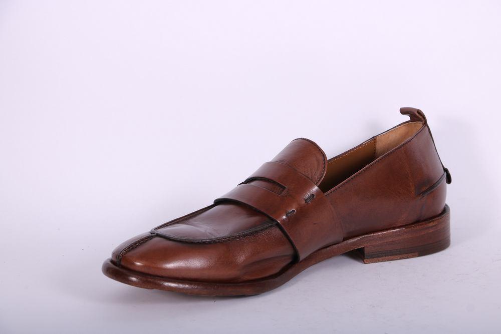 Mocassino cucitura pelle marrone Martire<BR/> 