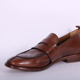 Mocassino cucitura pelle marrone Martire<BR/> 