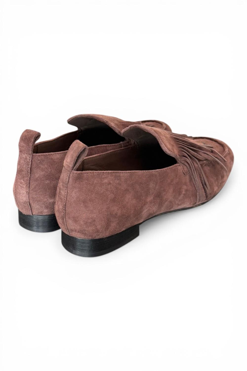 Mocassino frange camoscio testa di moro JVAM<BR/> 