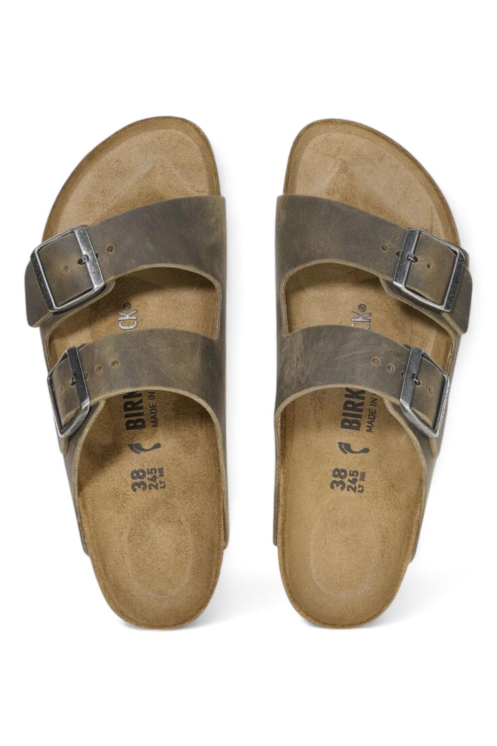 Ciabatta arizona Oil Leatjer Khaki Birkenstock 1027039 uomo 