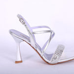Sandalo incrocio strass argento Albano 