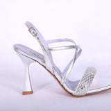 Sandalo incrocio strass argento Albano 