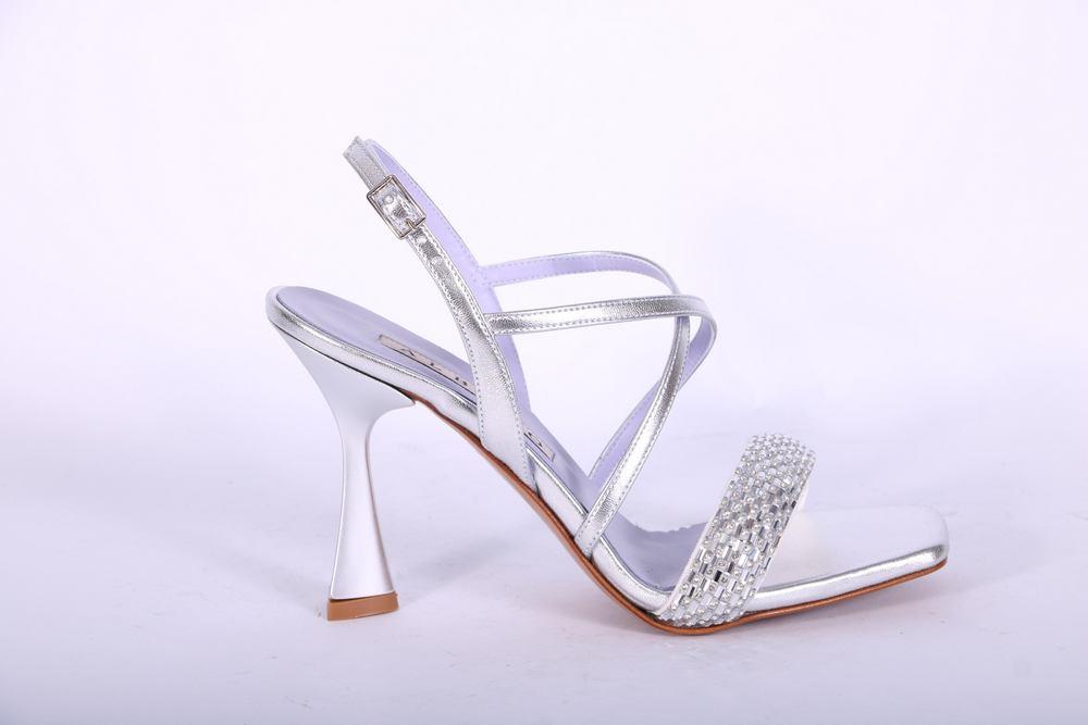 Sandalo incrocio strass argento Albano 