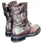 Stivaletto biker fibbie pelle testa di moro  Dei Colli<BR/> 