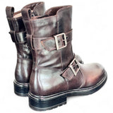 Stivaletto biker fibbie pelle testa di moro  Dei Colli<BR/> 