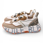Sneaker donna Voile Blanche Club 105 bianco cuoio borchie 2E42 