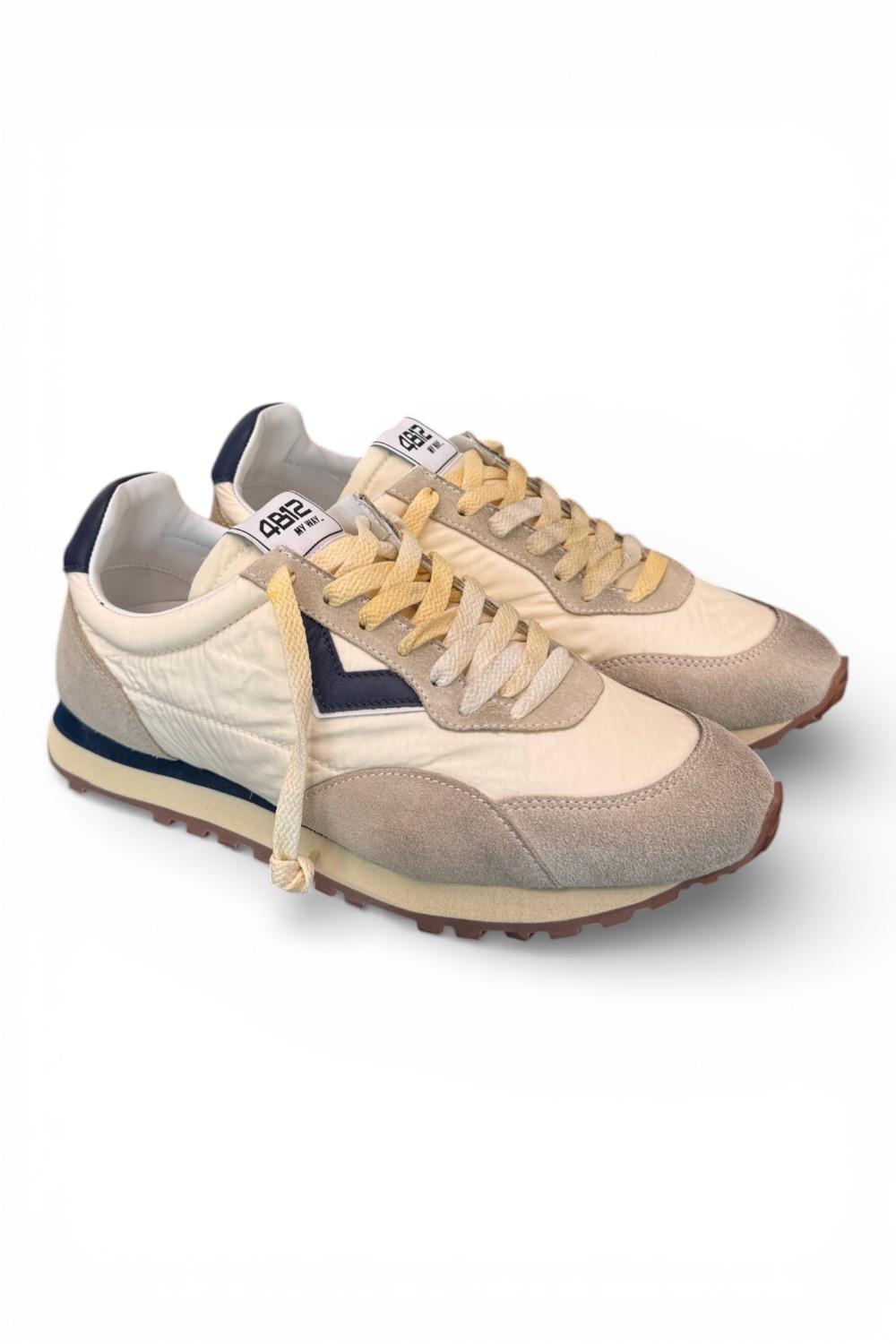 Sneaker uomo 4B12 Vintage Run beige blu 