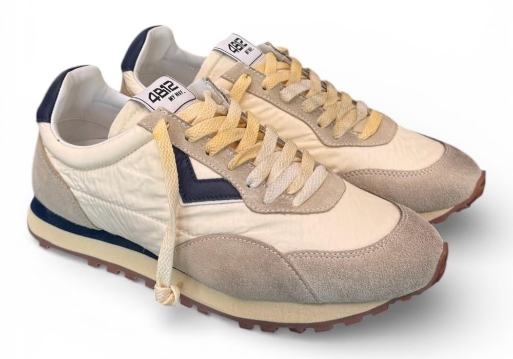 Sneaker uomo 4B12 Vintage Run beige blu 