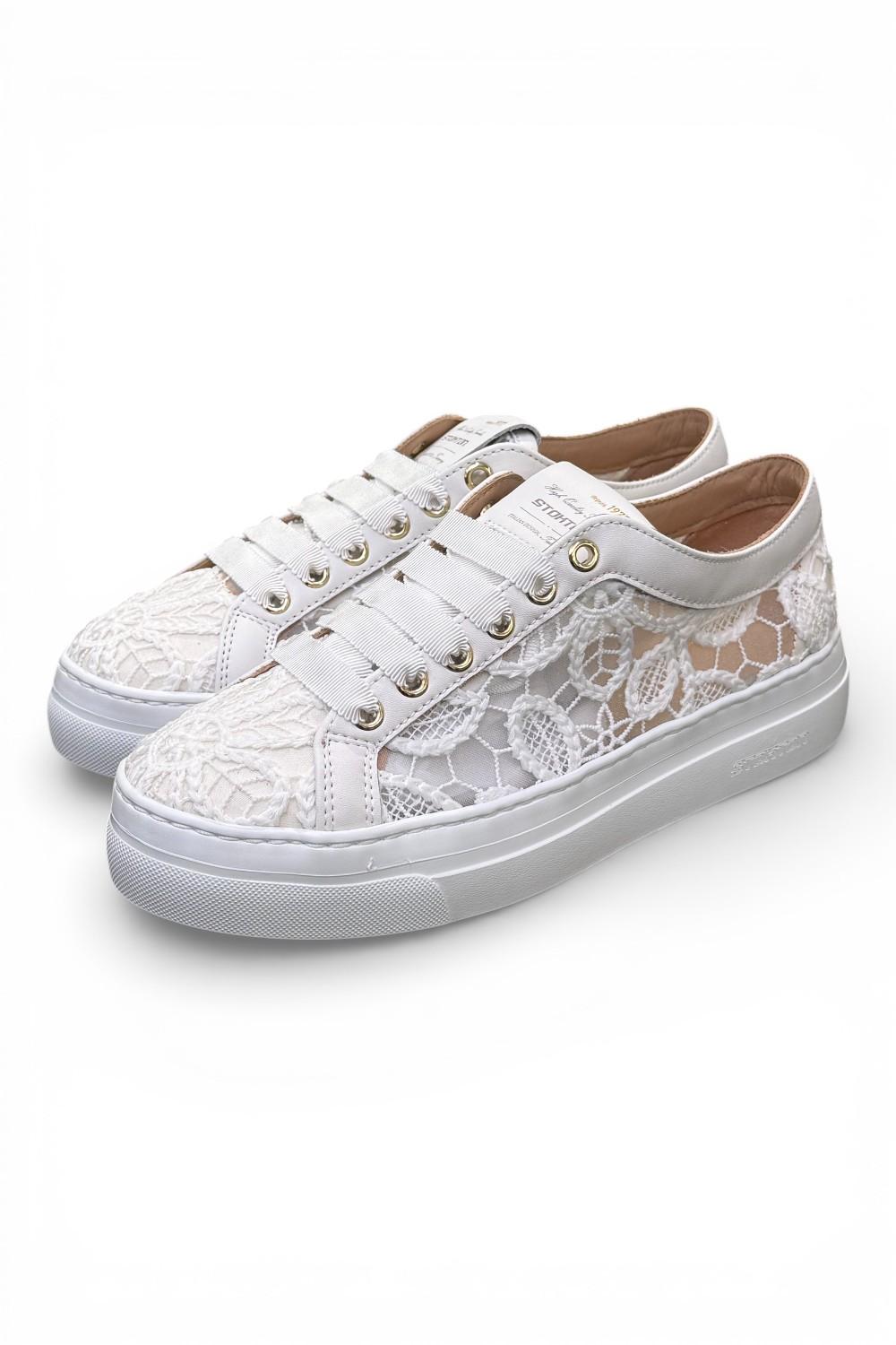 Sneaker donna pizzo bianco Stokton<BR/> 