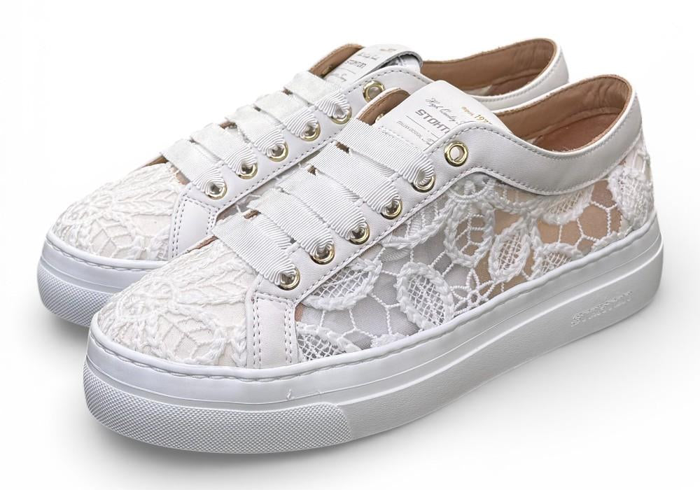 Sneaker donna pizzo bianco Stokton<BR/> 