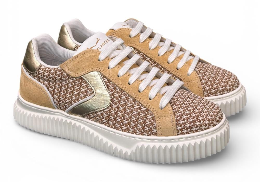 Sneaker donna Voile Blanche Lipari 1E53 tessuto beige platino 