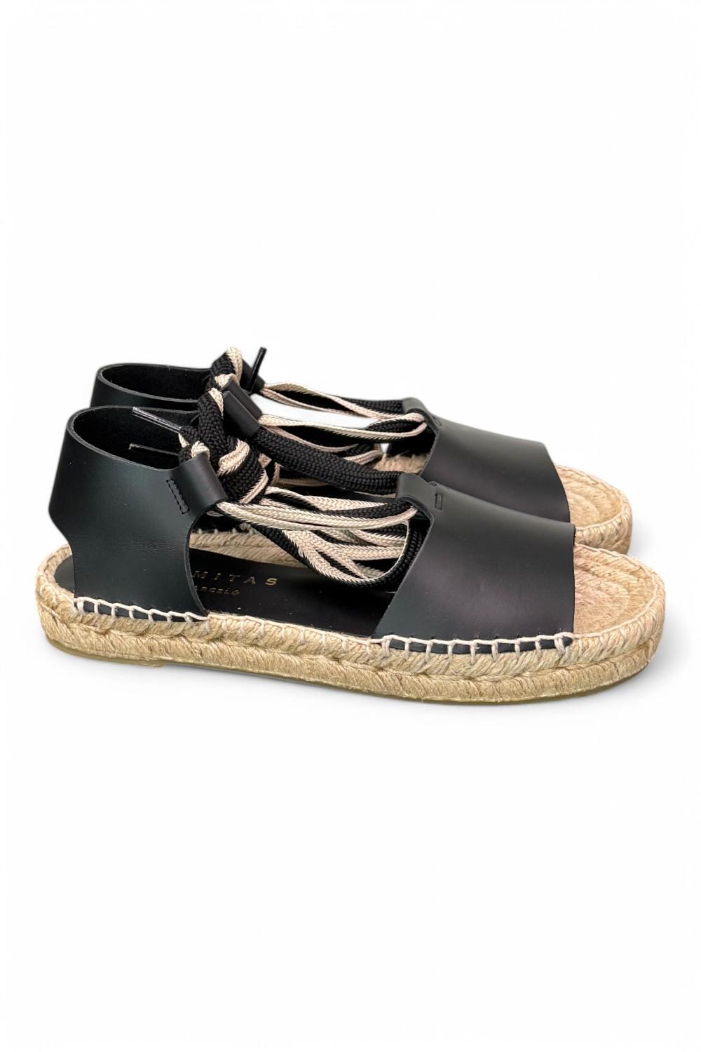 Sandalo con fascia pelle nera Palomitas<BR/> 
