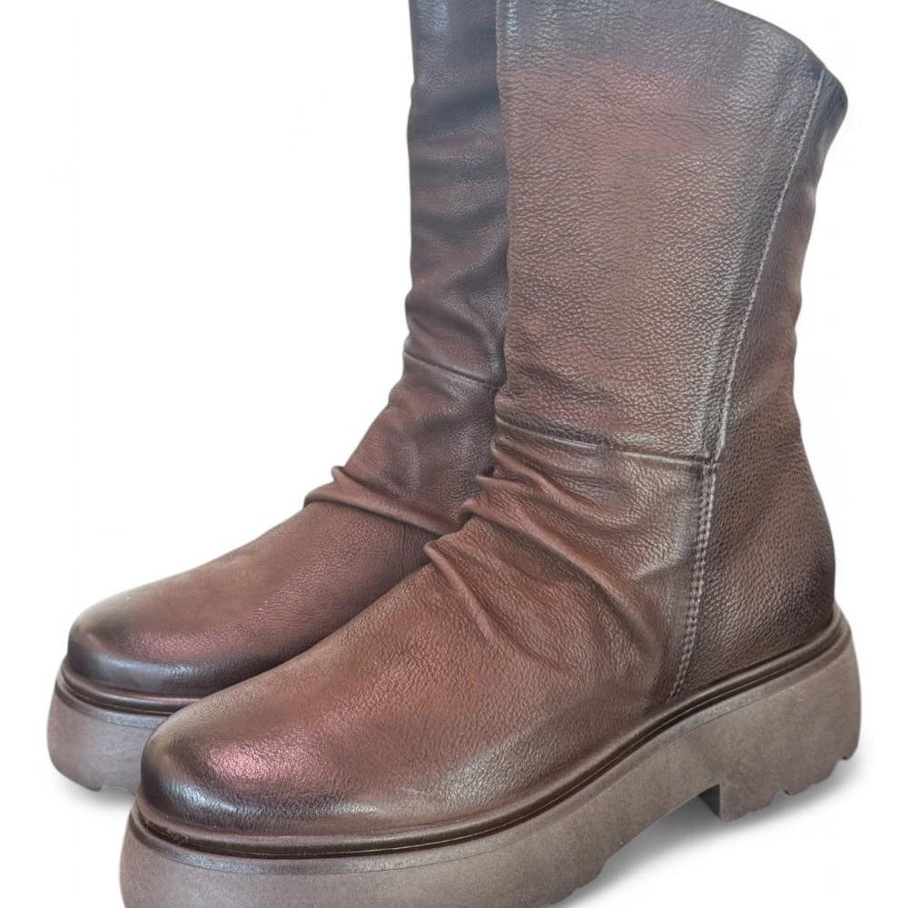 Stivaletto pieghe nabuk ingrassato moka Mjus<BR/> 