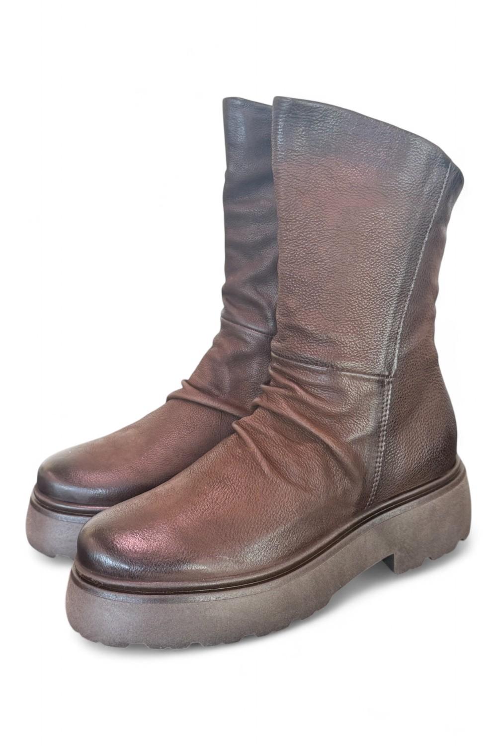 Stivaletto pieghe nabuk ingrassato moka Mjus<BR/> 