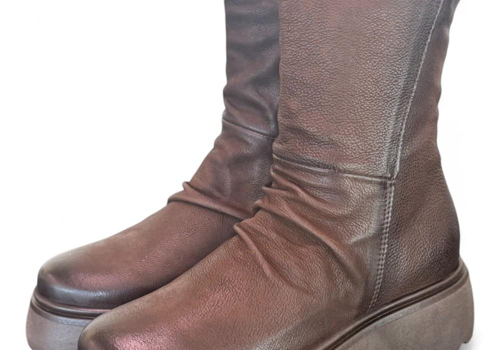 Stivaletto pieghe nabuk ingrassato moka Mjus<BR/> 