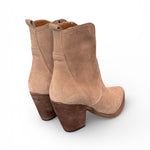 Stivaletto texano corto con tacco suede beige Ranye<BR/> 