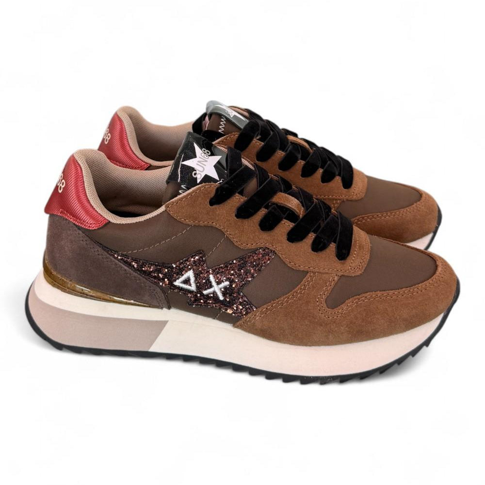 Sneaker donna Sun68 Stargirl glitter logo marrone 