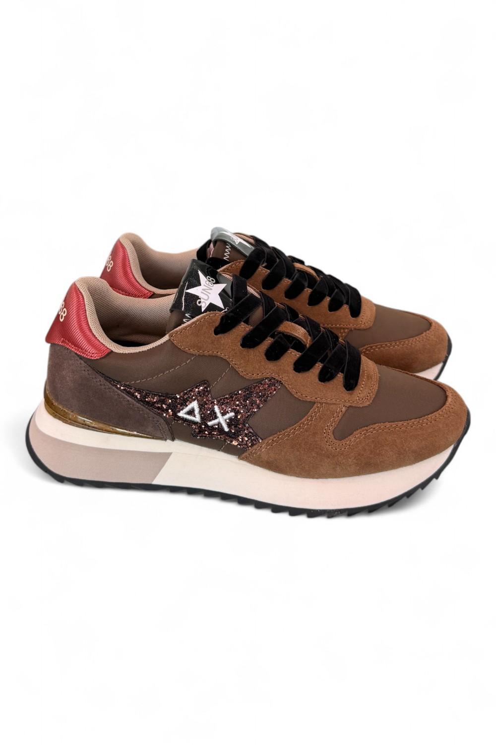 Sneaker donna Sun68 Stargirl glitter logo marrone 