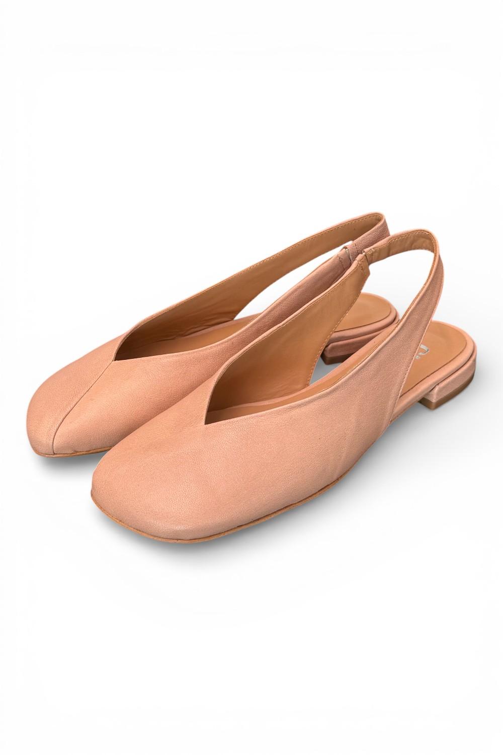 Slingback pelle nature Cuir Noir<BR/> 