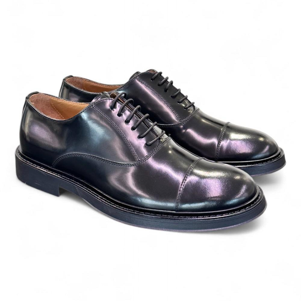 Scarpa allacciata francesina gomma nera Franco Fedele 
