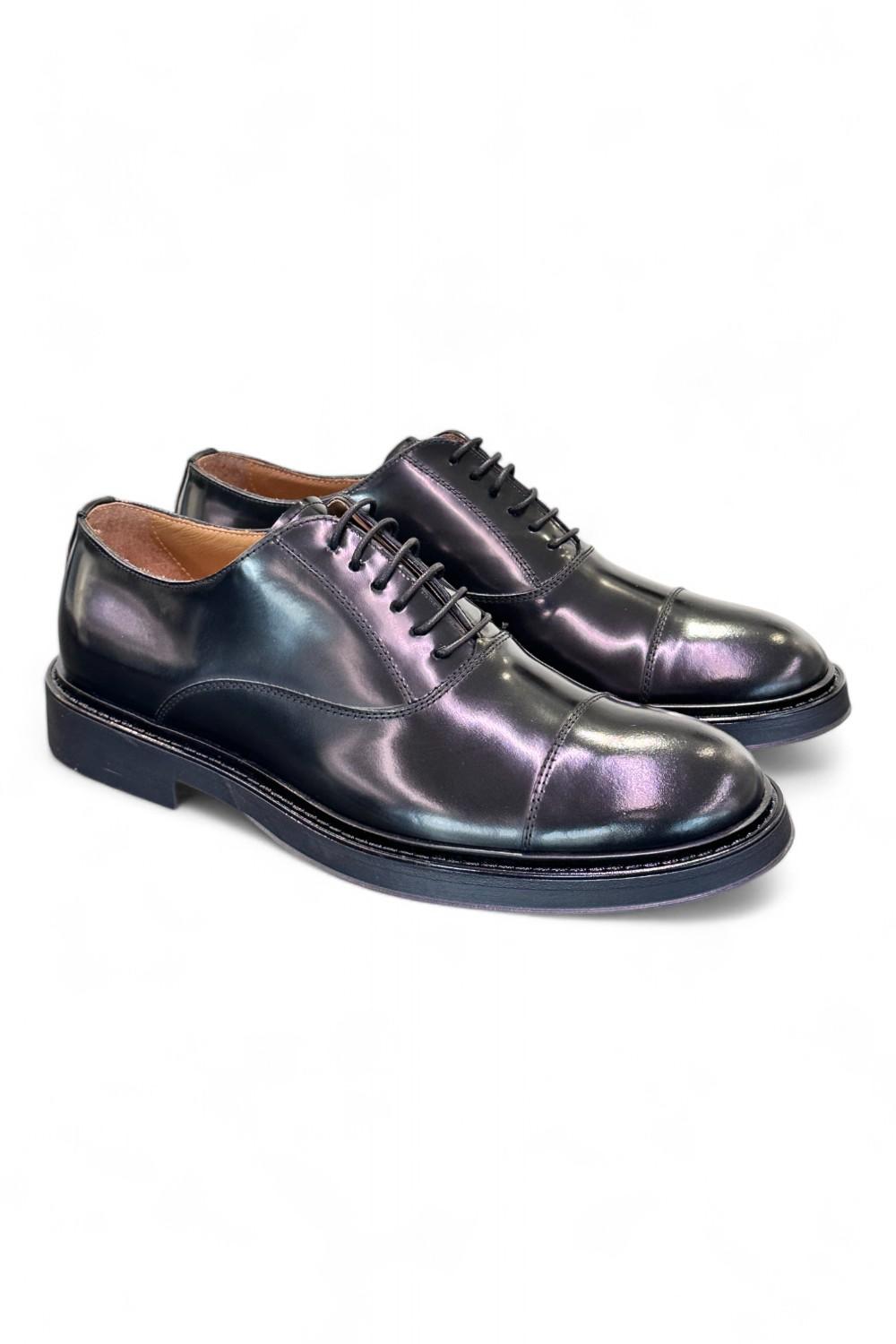 Scarpa allacciata francesina gomma nera Franco Fedele 
