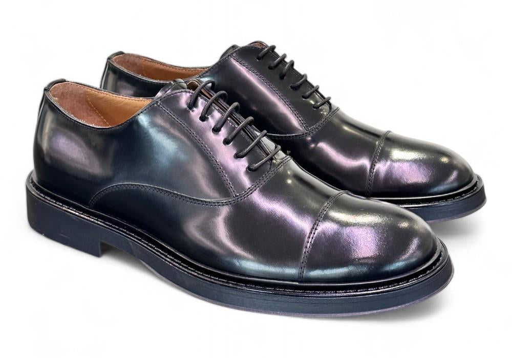 Scarpa allacciata francesina gomma nera Franco Fedele 
